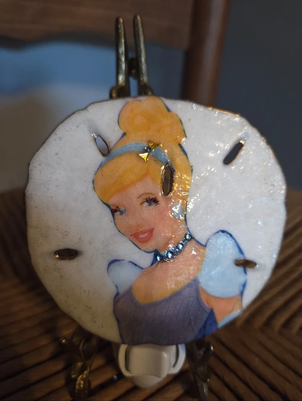 Handcrafted Sand Dollar Nite Light Cinderella Design